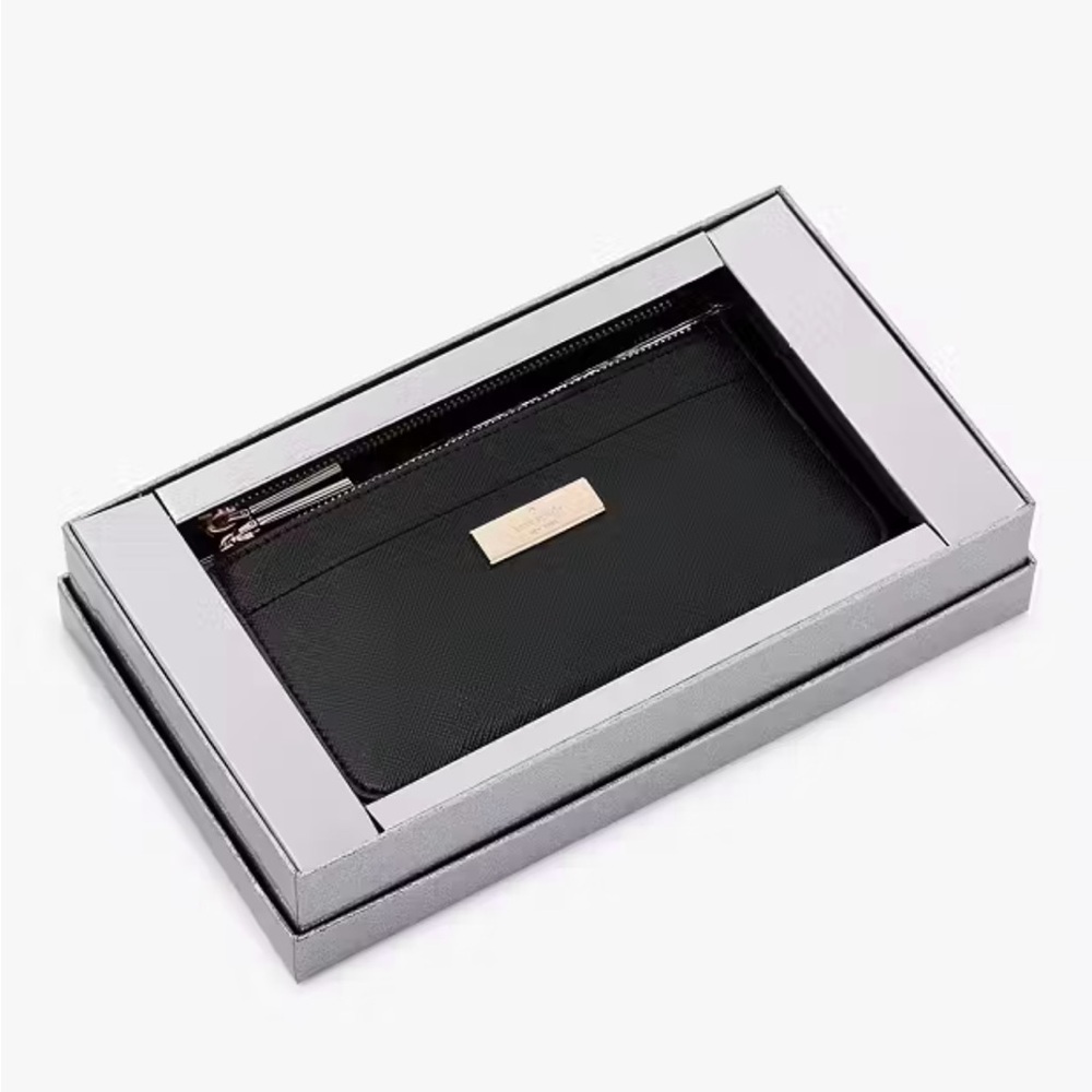 Kate Spade Kenzie Wallet Patent Saffiano Large Flat Cardholder NEW